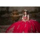 2024 Instagram Gowns Red Quince Dress Sweetheart Neck Birthday Party Dresses Lace Appliques Sleeveless Vestidos De 15 Anos