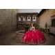 2024 Instagram Gowns Red Quince Dress Sweetheart Neck Birthday Party Dresses Lace Appliques Sleeveless Vestidos De 15 Anos