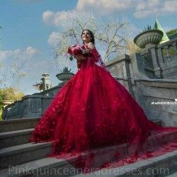 Red Quince Dress Sweetheart Neck Sequin Birthday Party Dresses Cape Sleeve Vestidos De 15 Anos Lace Appliques 2024 Instagram Gowns