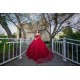 Red Quince Dress Sweetheart Neck Sequin Birthday Party Dresses Cape Sleeve Vestidos De 15 Anos Lace Appliques 2024 Instagram Gowns