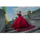 Red Quince Dress Sweetheart Neck Sequin Birthday Party Dresses Cape Sleeve Vestidos De 15 Anos Lace Appliques 2024 Instagram Gowns