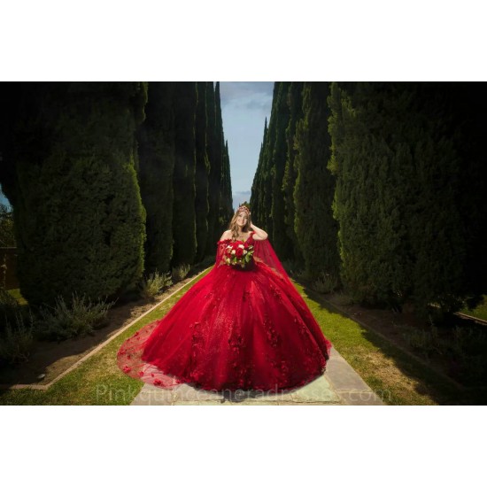 Red Quinceanera Dress Off Shoulder 2024 Ball Gown Princess Dresses Sweetheart Neck Sweet 15 Gowns Lace Appliques Wear Pageant