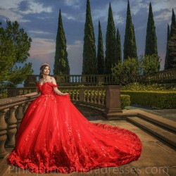 Off Shoulder Red Quinceanera Dress Sweet 15 Gowns Lace Appliques Wear Pageant Sweetheart Neck 2024 Ball Gown Princess Dresses