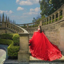 Off Shoulder Red Quinceanera Dress Sweet 15 Gowns Lace Appliques Wear Pageant Sweetheart Neck 2024 Ball Gown Princess Dresses