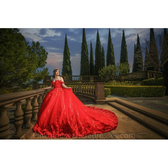 Off Shoulder Red Quinceanera Dress Sweet 15 Gowns Lace Appliques Wear Pageant Sweetheart Neck 2024 Ball Gown Princess Dresses