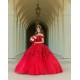 Red Quinceanera Dress Off Shoulder Wear Pageant Sweetheart Neck Sweet 15 Gowns Lace Appliques 2024 Ball Gown Princess Dresses