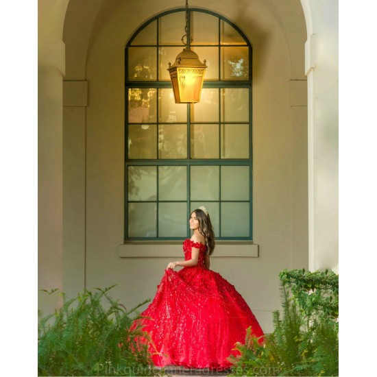 Red Quinceanera Dress Off Shoulder Wear Pageant Sweetheart Neck Sweet 15 Gowns Lace Appliques 2024 Ball Gown Princess Dresses