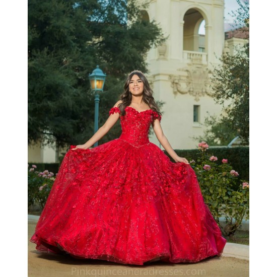 Red Quinceanera Dress Off Shoulder Wear Pageant Sweetheart Neck Sweet 15 Gowns Lace Appliques 2024 Ball Gown Princess Dresses