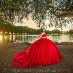 Sleeveless Red Quinceanera Dress 2024 Ball Gown Princess Dresses Sweetheart Neck Sweet 15 Gowns Lace Appliques Wear Pageant