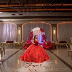 Sleeveless Red Quinceanera Dress Sweet 15 Gowns Lace Appliques Wear Pageant V Neck 2024 Ball Gown Princess Dresses