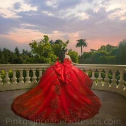 Sweetheart Neck Red Quinceanera Dress Sweet 15 Gowns Off Shoulder Wear Pageant Lace Appliques 2024 Ball Gown Princess Dresses