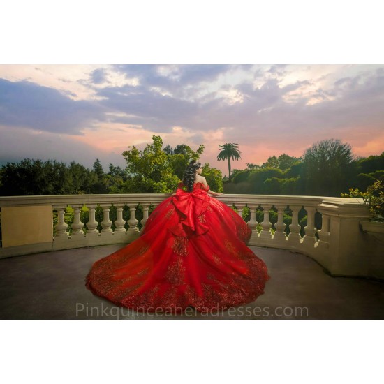 Sweetheart Neck Red Quinceanera Dress Sweet 15 Gowns Off Shoulder Wear Pageant Lace Appliques 2024 Ball Gown Princess Dresses