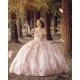 Sweetheart Neck Rose Gold Quince Dress 2024 Instagram Gowns Lace Appliques Birthday Party Dresses Off Shoulder Vestidos De 15 Anos