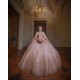 Sleeveless Rose Gold Quinceanera Dress Sequin 2024 Ball Gown Princess Dresses Off Shoulder Wear Pageant Sweetheart Neck Sweet 15 Gowns