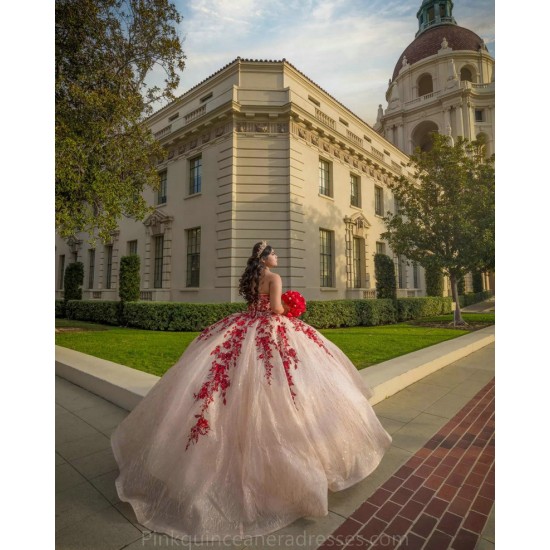 Rose Gold Quinceanera Dress Sleeveless Wear Pageant Lace Appliques 2024 Ball Gown Princess Dresses Sweetheart Sweet 15 Gowns