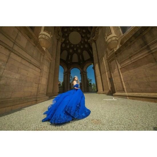 Royal Blue Quince Dress Sweetheart Neck 2024 Instagram Gowns Lace Appliques Birthday Party Dresses Off Shoulder Vestidos De 15 Anos