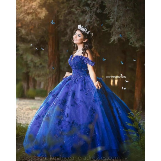 Royal Blue Quince Dress Sweetheart Neck Birthday Party Dresses Off Shoulder Vestidos De 15 Anos Lace Appliques 2024 Instagram Gowns