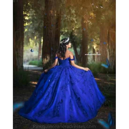 Royal Blue Quince Dress Sweetheart Neck Birthday Party Dresses Off Shoulder Vestidos De 15 Anos Lace Appliques 2024 Instagram Gowns