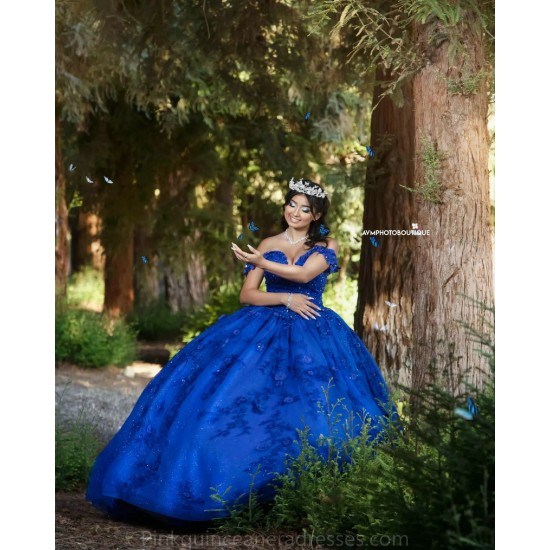 Royal Blue Quince Dress Sweetheart Neck Birthday Party Dresses Off Shoulder Vestidos De 15 Anos Lace Appliques 2024 Instagram Gowns