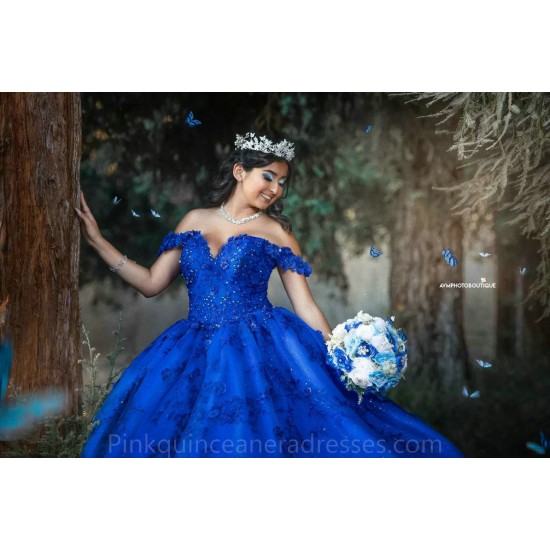 Royal Blue Quince Dress Sweetheart Neck Birthday Party Dresses Off Shoulder Vestidos De 15 Anos Lace Appliques 2024 Instagram Gowns