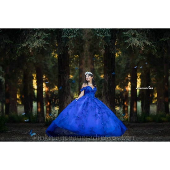 Royal Blue Quince Dress Sweetheart Neck Birthday Party Dresses Off Shoulder Vestidos De 15 Anos Lace Appliques 2024 Instagram Gowns