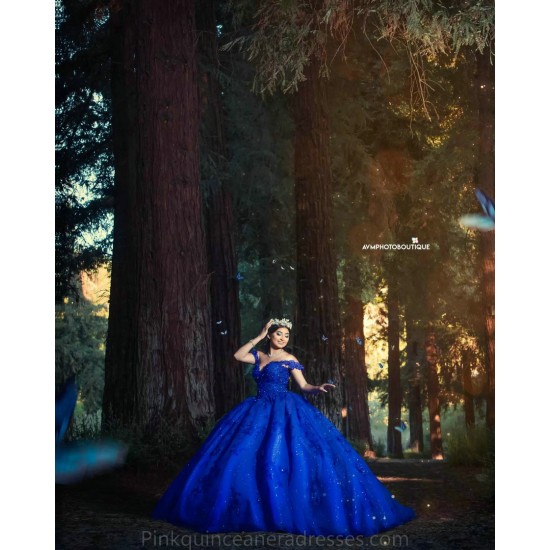 Royal Blue Quince Dress Sweetheart Neck Birthday Party Dresses Off Shoulder Vestidos De 15 Anos Lace Appliques 2024 Instagram Gowns