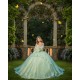 Sage Green Quinceanera Dress Sweetheart Neck Sweet 15 Gowns Detachable Wear Pageant Lace Appliques 2024 Ball Gown Princess Dresses