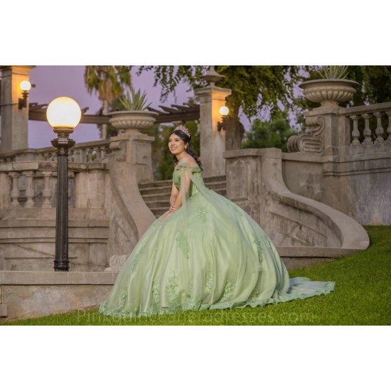 Sweetheart Neck Sage Green Quinceanera Dress Sweet 15 Gowns Wear Pageant Lace Appliques 2024 Ball Gown Princess Dresses With Cape Sleeve