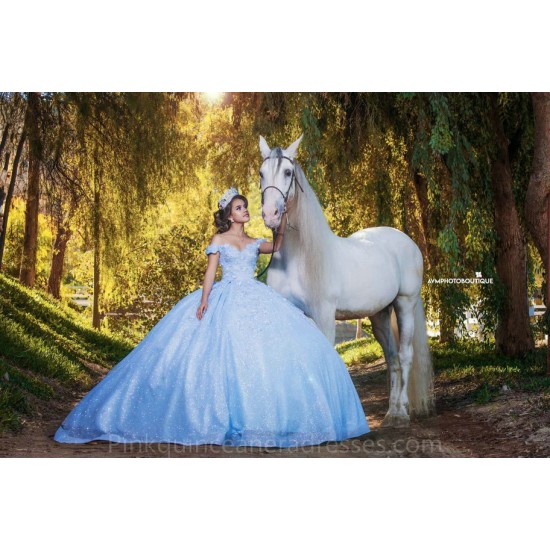 2024 Instagram Gowns Sky Blue Quince Dress Sweetheart Neck Lace Appliques Birthday Party Dresses Off Shoulder Vestidos De 15 Anos