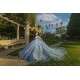 Cape Sleeve Sky Blue Quinceanera Dress 2024 Ball Gown Princess Dresses Sweetheart Neck Sweet 15 Gowns Lace Appliques Wear Pageant