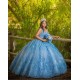 Cape Sleeve Sky Blue Quinceanera Dress Wear Pageant 3D Flowers 2024 Ball Gown Princess Dresses Sweetheart Sweet 15 Gowns