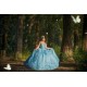 Cape Sleeve Sky Blue Quinceanera Dress Wear Pageant 3D Flowers 2024 Ball Gown Princess Dresses Sweetheart Sweet 15 Gowns