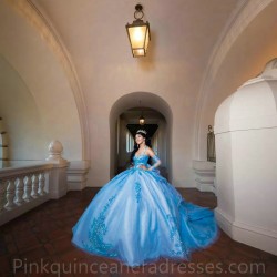 Detachable Sky Blue Quinceanera Dress 2024 Ball Gown Princess Dresses Off Shoulder Wear Pageant Sweetheart Neck Sweet 15 Gowns