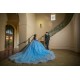 Off Shoulder Sky Blue Quinceanera Dress Wear Pageant 3D Flowers 2024 Ball Gown Princess Dresses Sweetheart Sweet 15 Gowns