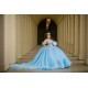 Off Shoulder Sky Blue Quinceanera Dress Wear Pageant 3D Flowers 2024 Ball Gown Princess Dresses Sweetheart Sweet 15 Gowns