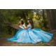 Off Shoulder Sky Blue Quinceanera Dress Wear Pageant V Neck Sweet 15 Gowns Lace Appliques 2024 Ball Gown Princess Dresses