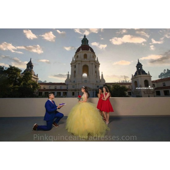 Sleeveless Yellow Quince Dress Ruffled Birthday Party Dresses Vestidos De 15 Anos Sweetheart Neck 2024 Instagram Gowns