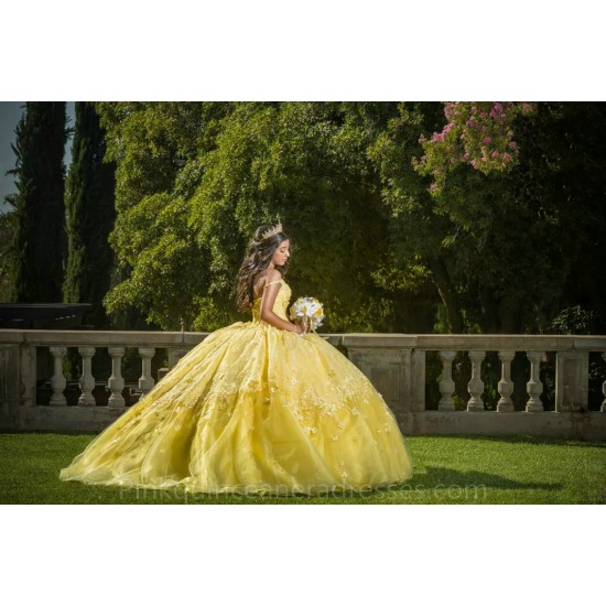 2024 Ball Gown Princess Dresses Yellow Quinceanera Dress Off Shoulder  Lace Appliques Wear Pageant Sweetheart Neck Sweet 15 Gowns