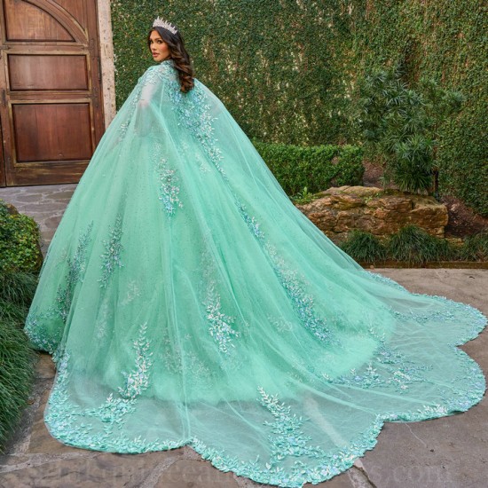 Sleeveless Aqua Quince Dress Instagram Gowns Lace Appliques Wear Pageant Sweetheart Neck Vestidos De 15 Anos With Cape