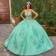 Sleeveless Aqua Quince Dress Instagram Gowns Lace Appliques Wear Pageant Sweetheart Neck Vestidos De 15 Anos With Cape