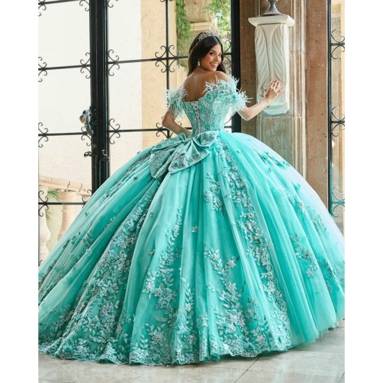 Wear Pageant Aqua Quince Dress Off Shoulder Instagram Gowns Lace Appliques Sweetheart Neck Vestidos De 15 Anos