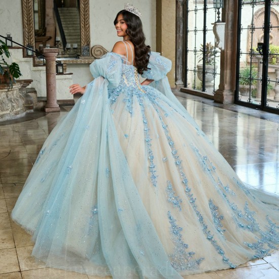 Detachable Blue On Champagne Quinceanera Dress Sweet 15 Gowns Lace Appliques Wear Pageant Sweetheart Neck 2024 Ball Gown Princess Dresses