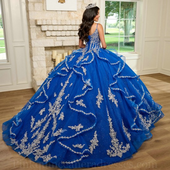 Lace Appliques Blue Quinceanera Dress Long Sleeve Sweet 15 Gowns Wear Pageant Sweetheart Neck 2024 Ball Gown Princess Dresses