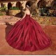 Detachable Burgundy Quince Dress Wear Pageant Sweetheart Neck Vestidos De 15 Anos Lace Appliques Instagram Gowns