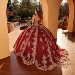 Sleeveless Burgundy Quince Dress Vestidos De 15 Anos Lace Appliques Instagram Gowns Sweetheart Neck Birthday Party Gown