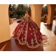 Sleeveless Burgundy Quince Dress Vestidos De 15 Anos Lace Appliques Instagram Gowns Sweetheart Neck Birthday Party Gown