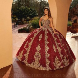 Sleeveless Burgundy Quince Dress Vestidos De 15 Anos Lace Appliques Instagram Gowns Sweetheart Neck Birthday Party Gown