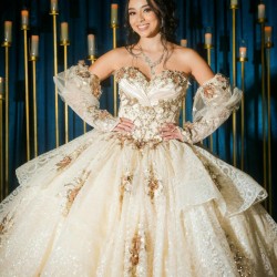 Detachable Champagne Quince Dress Instagram Gowns Lace Appliques Wear Pageant Sweetheart Neck Vestidos De 15 Anos