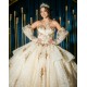 Detachable Champagne Quince Dress Instagram Gowns Lace Appliques Wear Pageant Sweetheart Neck Vestidos De 15 Anos