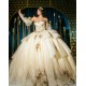 Detachable Champagne Quince Dress Instagram Gowns Lace Appliques Wear Pageant Sweetheart Neck Vestidos De 15 Anos